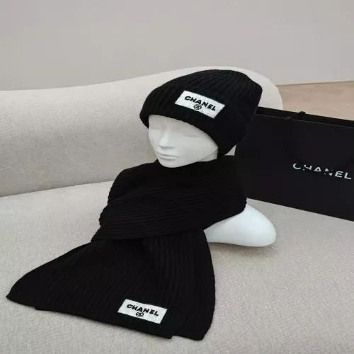 샤넬 캐시미어 로고 머플러 비니 세트