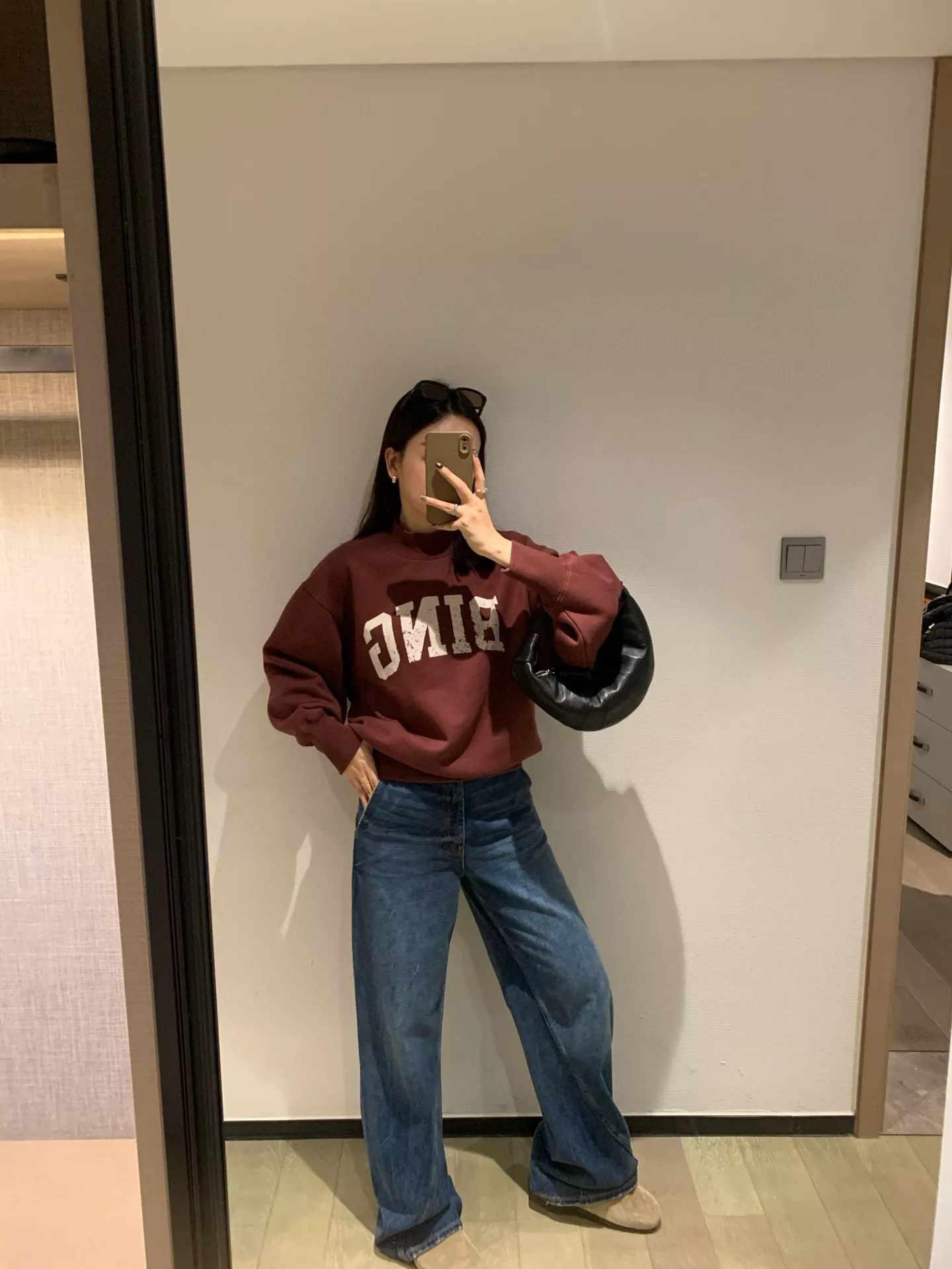 애니빙 빈티지 레터링 기모 맨투맨 상세 이미지 10