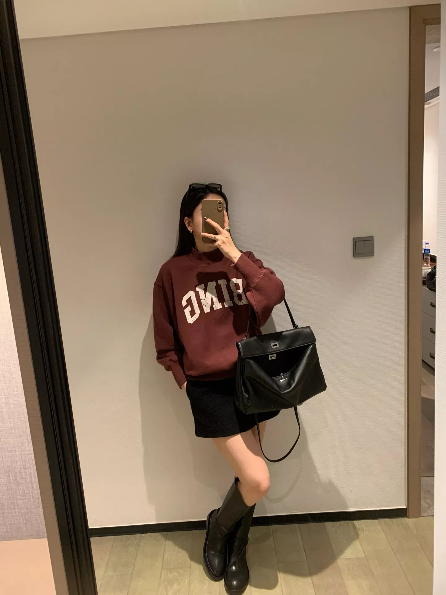 애니빙 빈티지 레터링 기모 맨투맨 상세 이미지 22