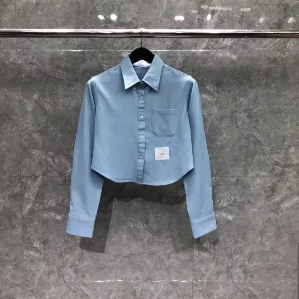 톰브라운 데님 라이트블루 긴소매 셔츠