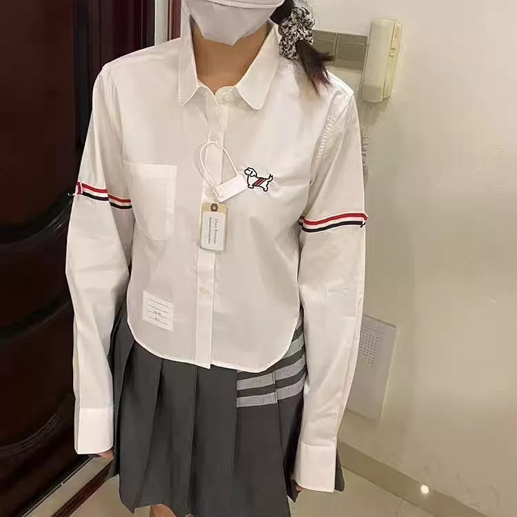 톰브라운 여성 강아지 포인트 배색 긴소매 셔츠 상세 이미지 32
