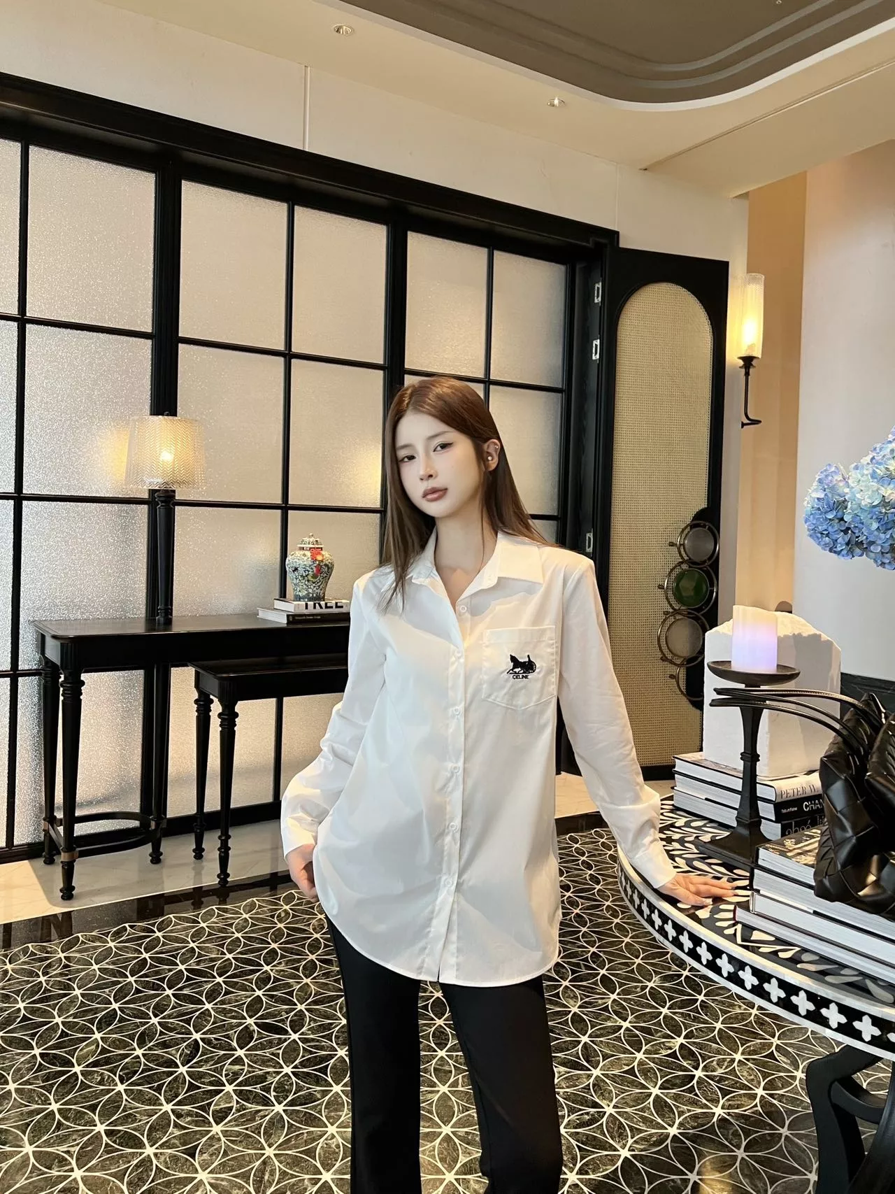 셀린느 포니 자수 긴소매 셔츠 상세 이미지 12
