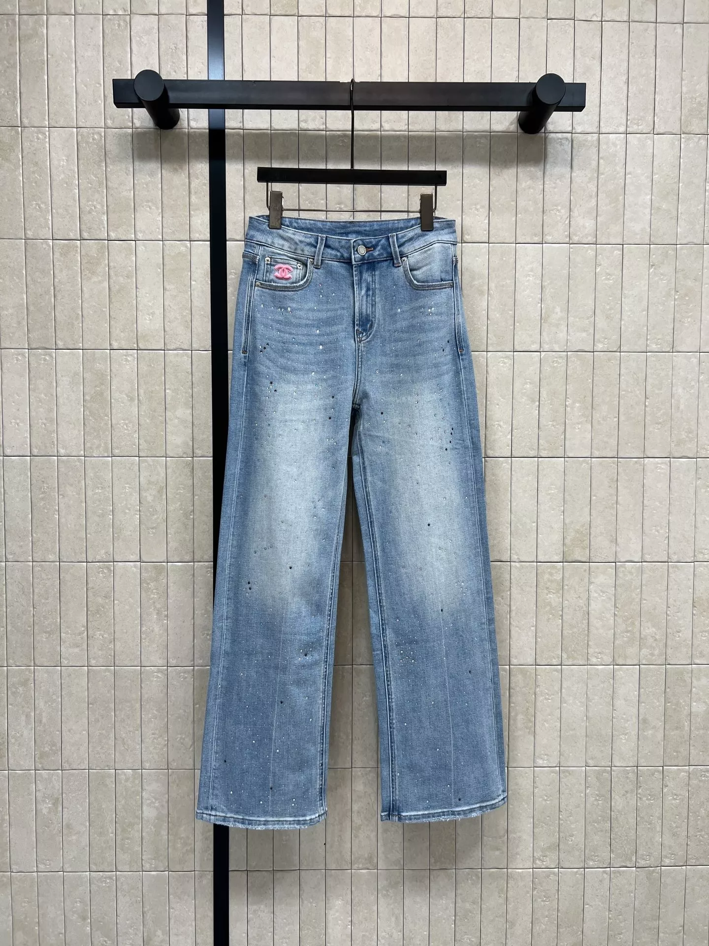샤넬 자수 로고 와이드 데님 팬츠 상세 이미지 1