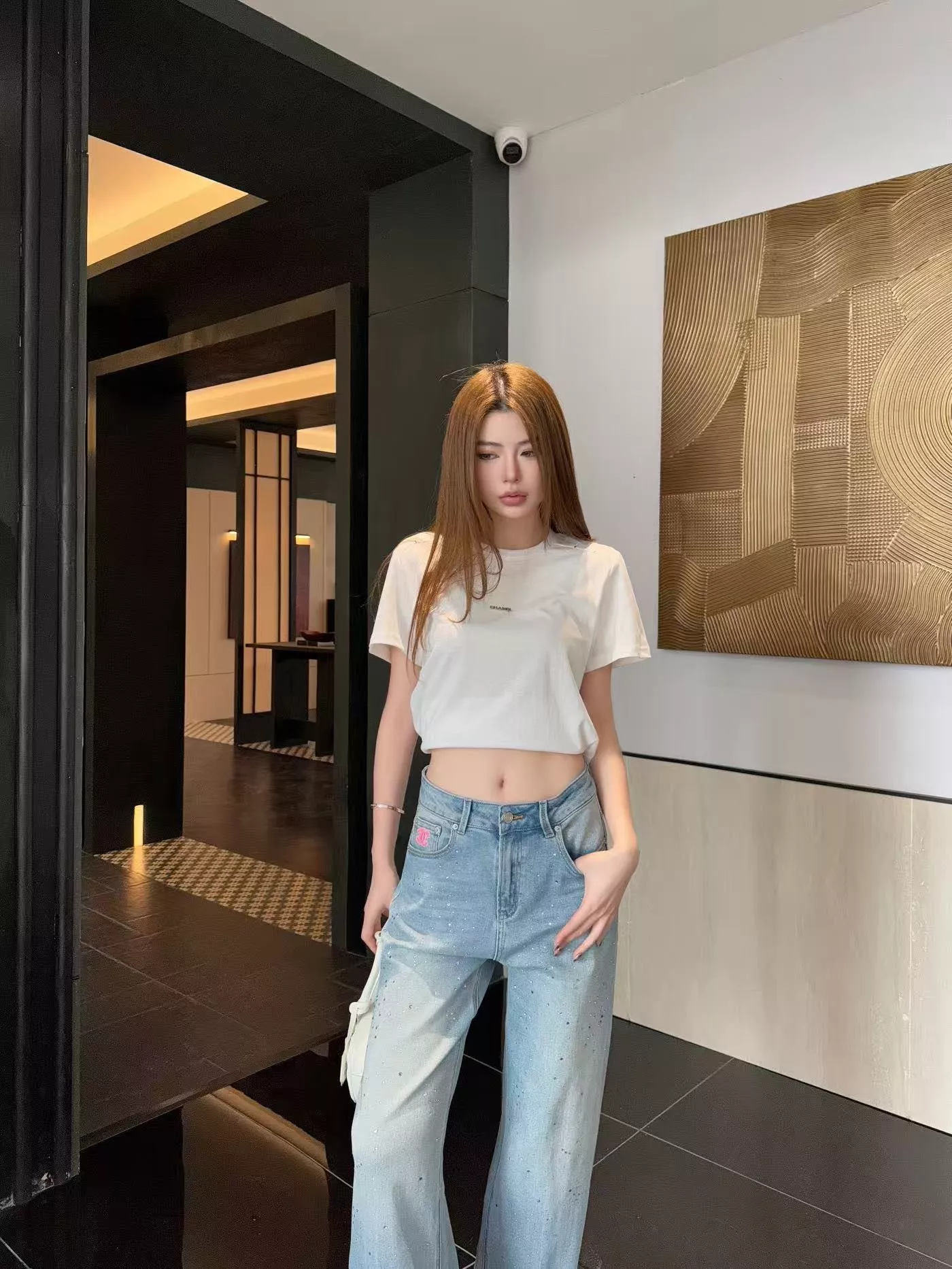 샤넬 자수 로고 와이드 데님 팬츠 상세 이미지 18
