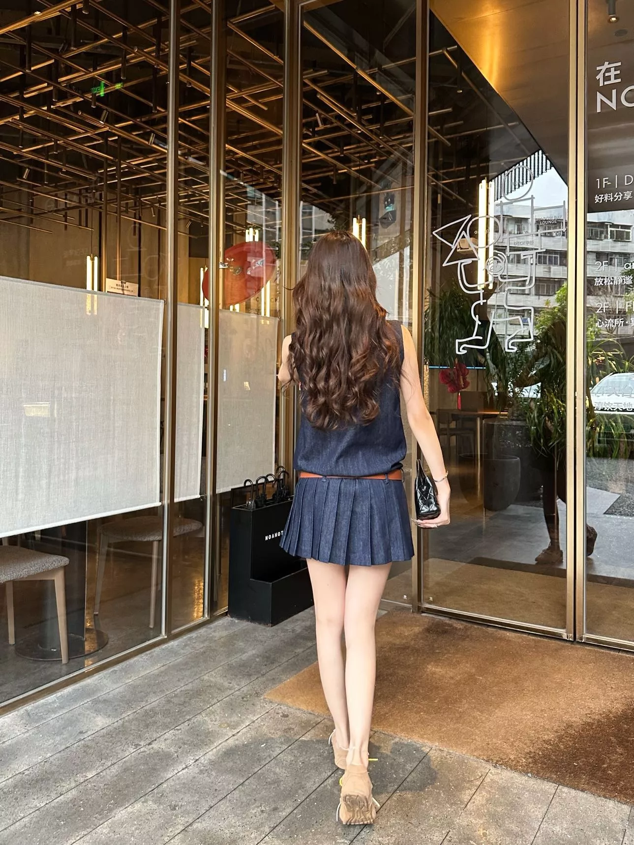 미우미우 데님 민소매 플리츠 원피스 상세 이미지 14