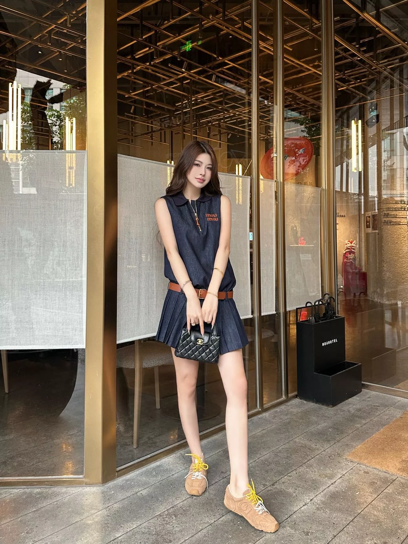 미우미우 데님 민소매 플리츠 원피스 상세 이미지 19