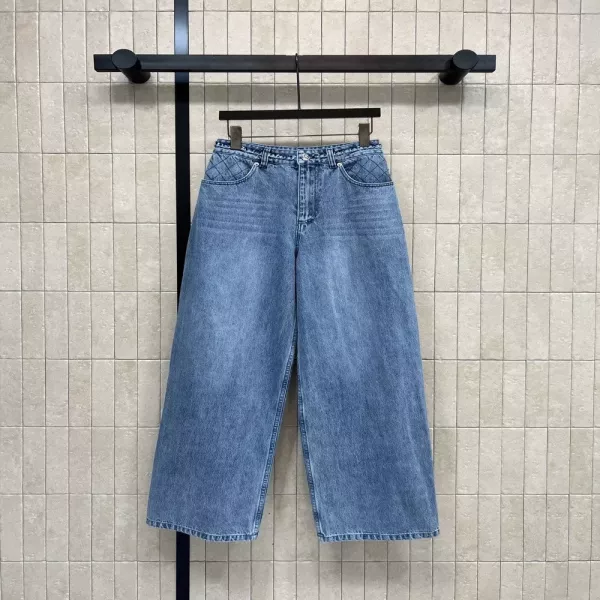 샤넬 복고 하이웨이스트 와이드 데님 팬츠