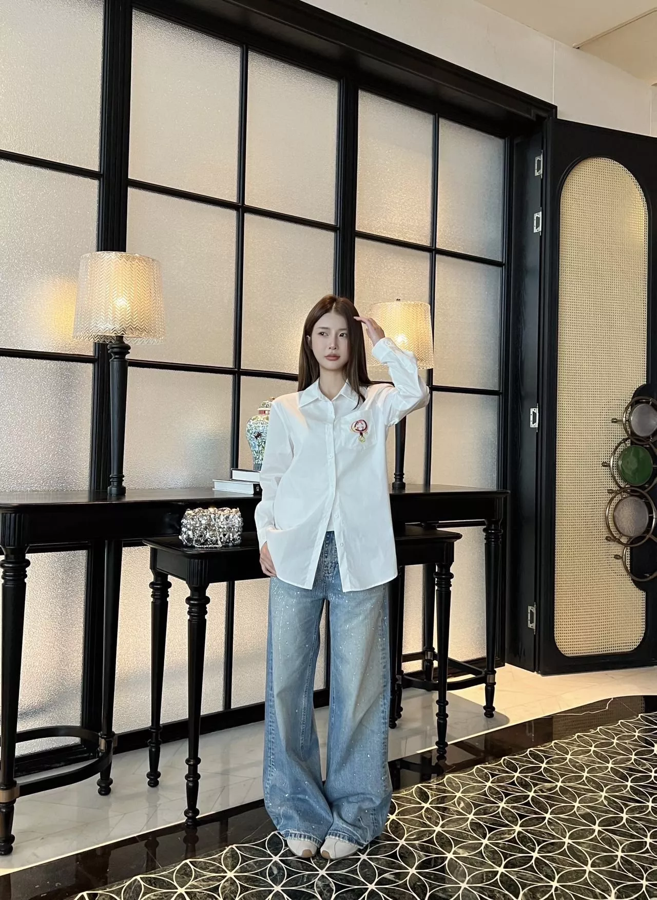 구찌 포켓 로고 자수 오버핏 셔츠 상세 이미지 11