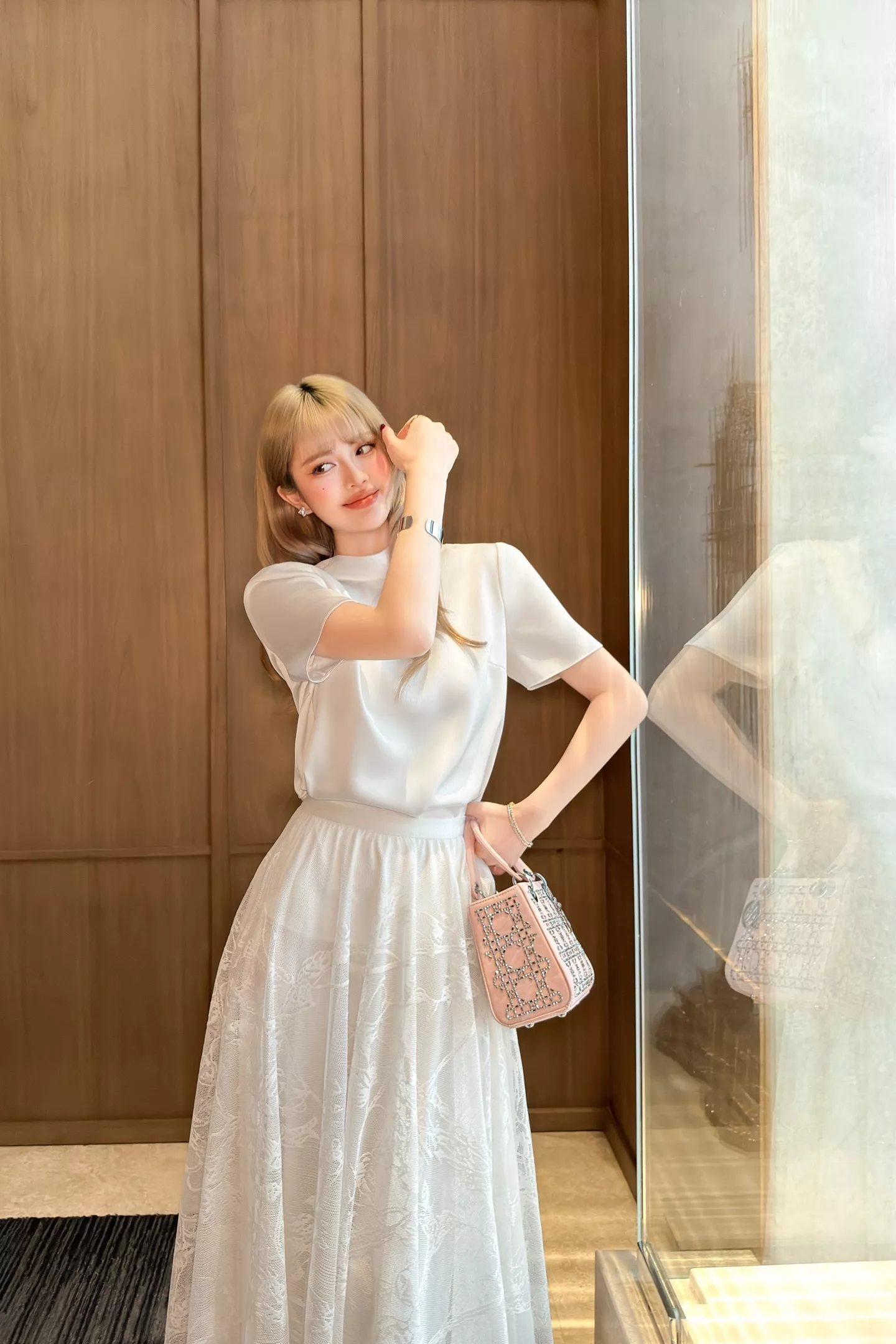 디올 기하학 패턴 레이스 롱 스커트 상세 이미지 44