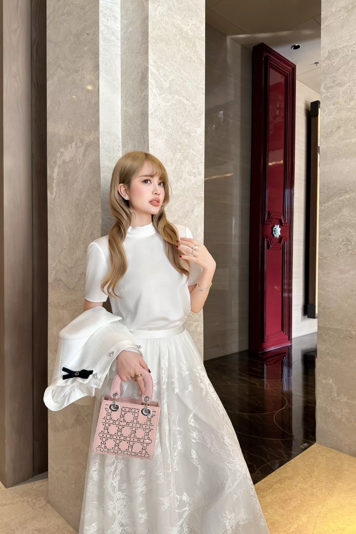 디올 기하학 패턴 레이스 롱 스커트 상세 이미지 39