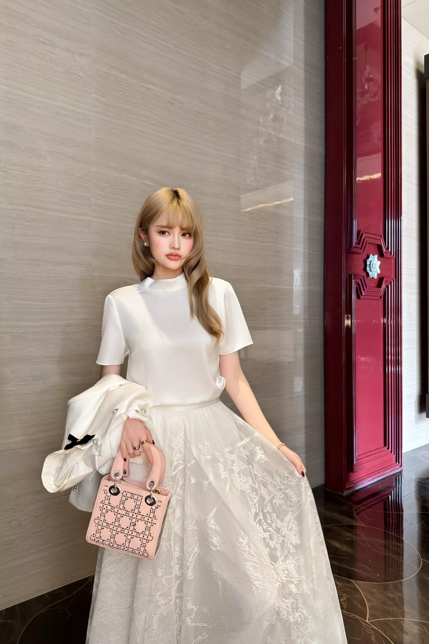 디올 기하학 패턴 레이스 롱 스커트 상세 이미지 40