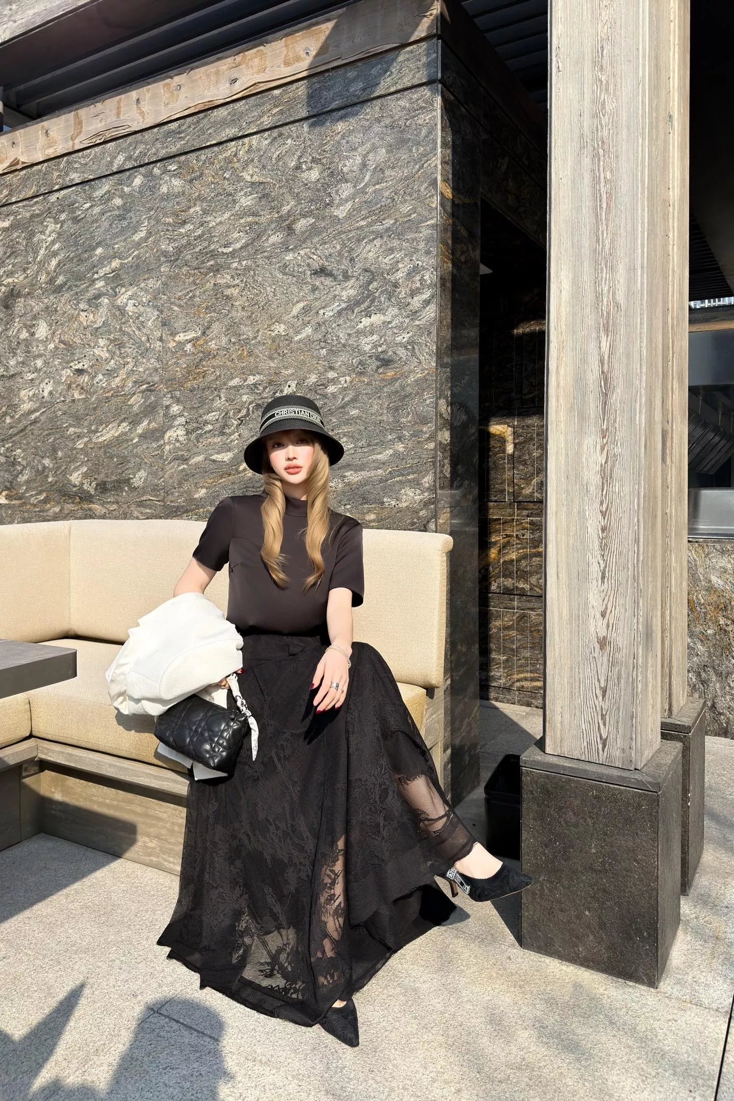 디올 기하학 패턴 레이스 롱 스커트 상세 이미지 49
