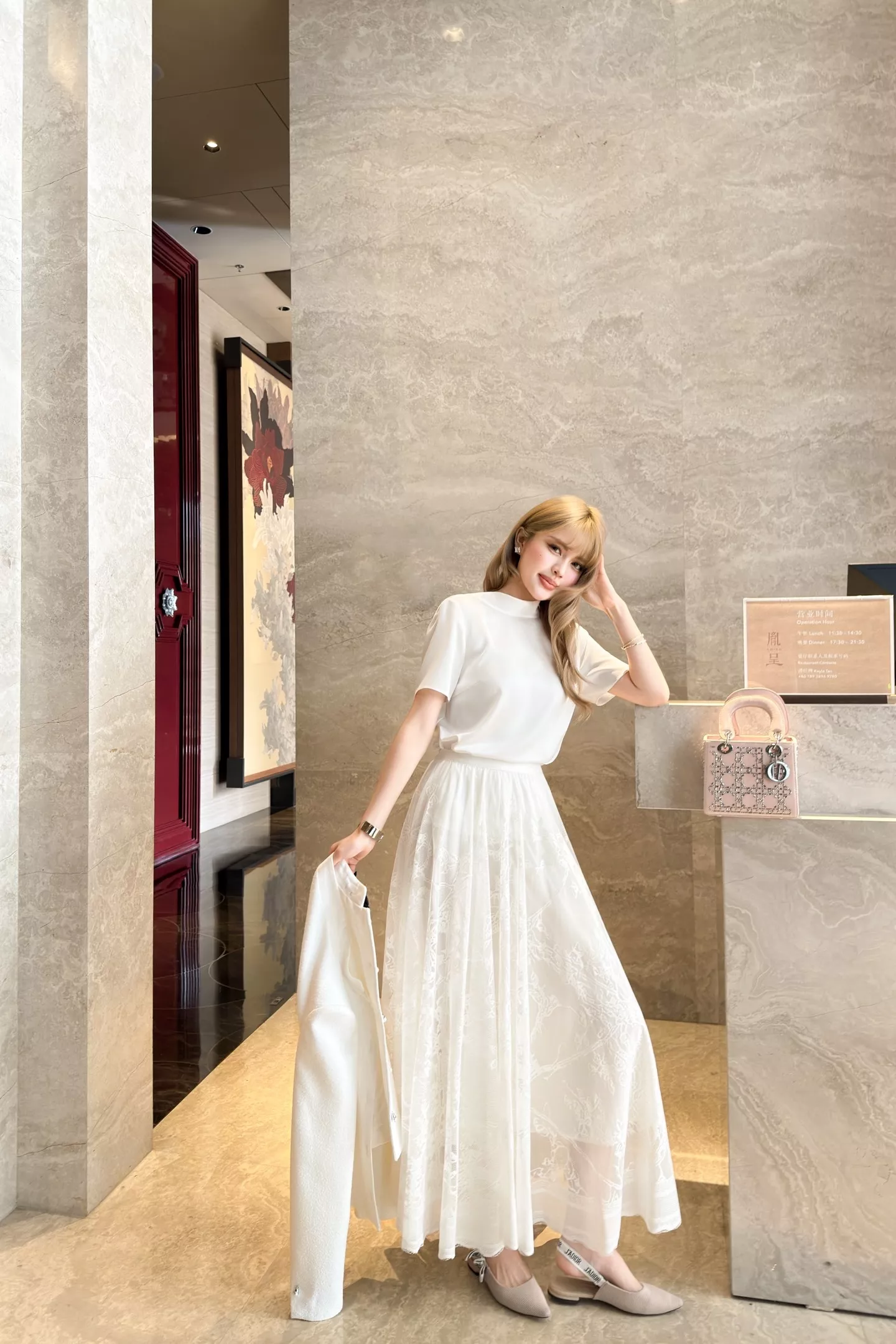 디올 기하학 패턴 레이스 롱 스커트 상세 이미지 41