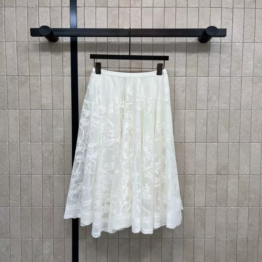 디올 기하학 패턴 레이스 롱 스커트