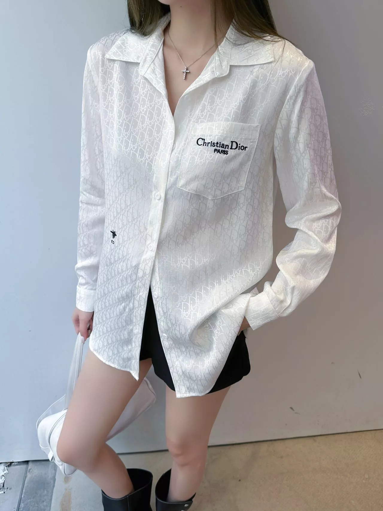 디올 자카드 레터링 카라 셔츠 상세 이미지 24