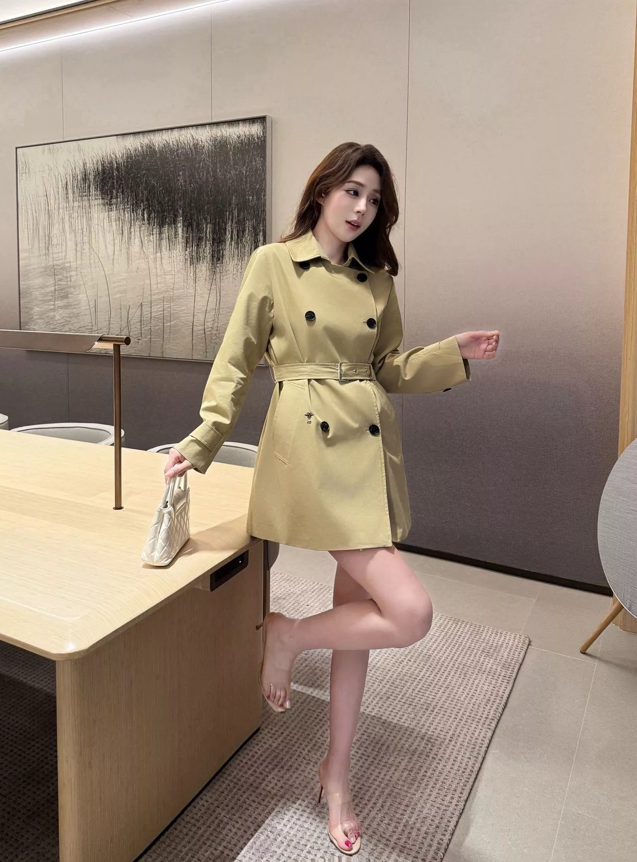 디올 카키 더블브레스트 트렌치 코트 상세 이미지 18