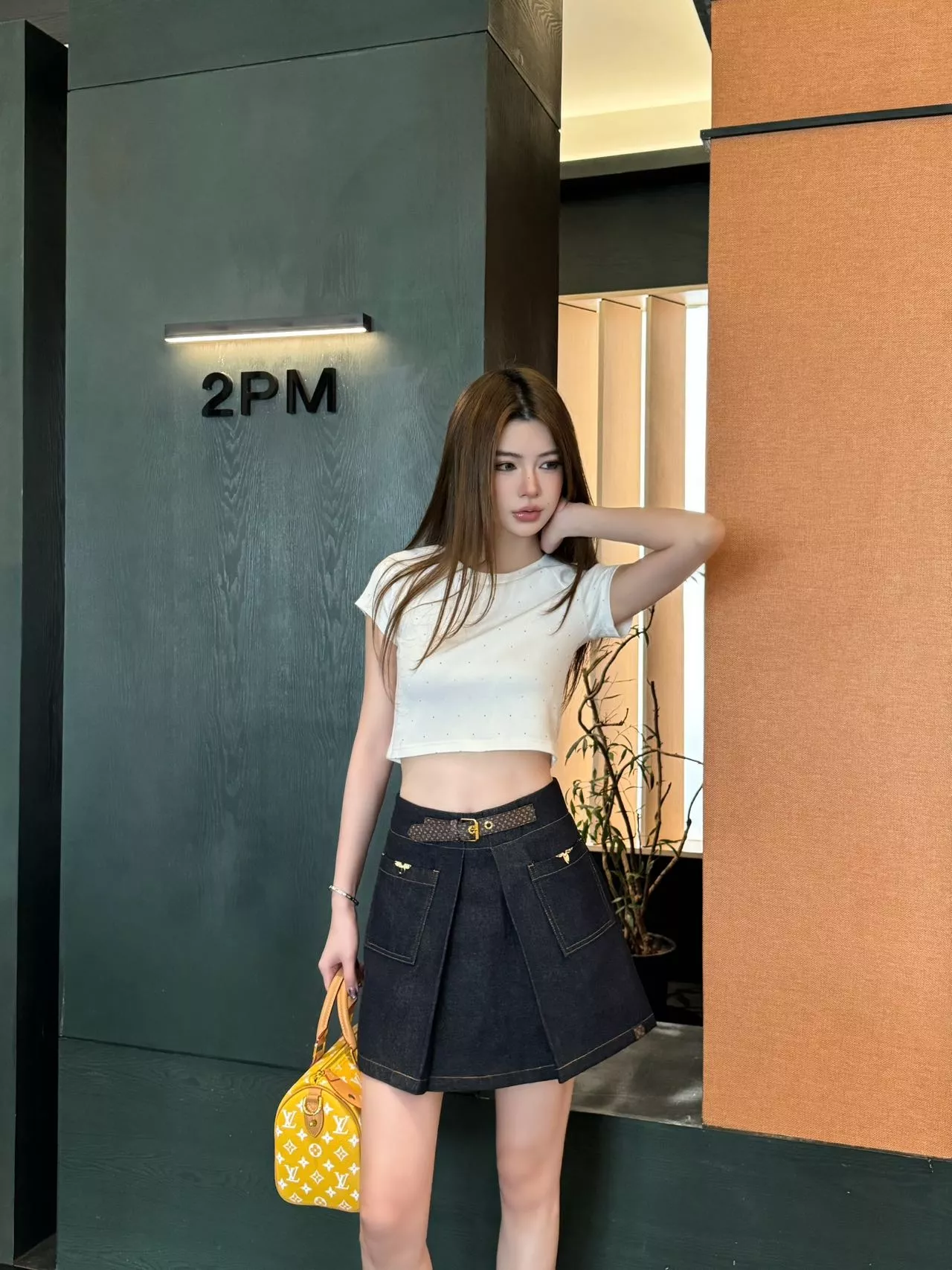 루이비통 모노그램 벨트 데님 에이라인 스커트 상세 이미지 11