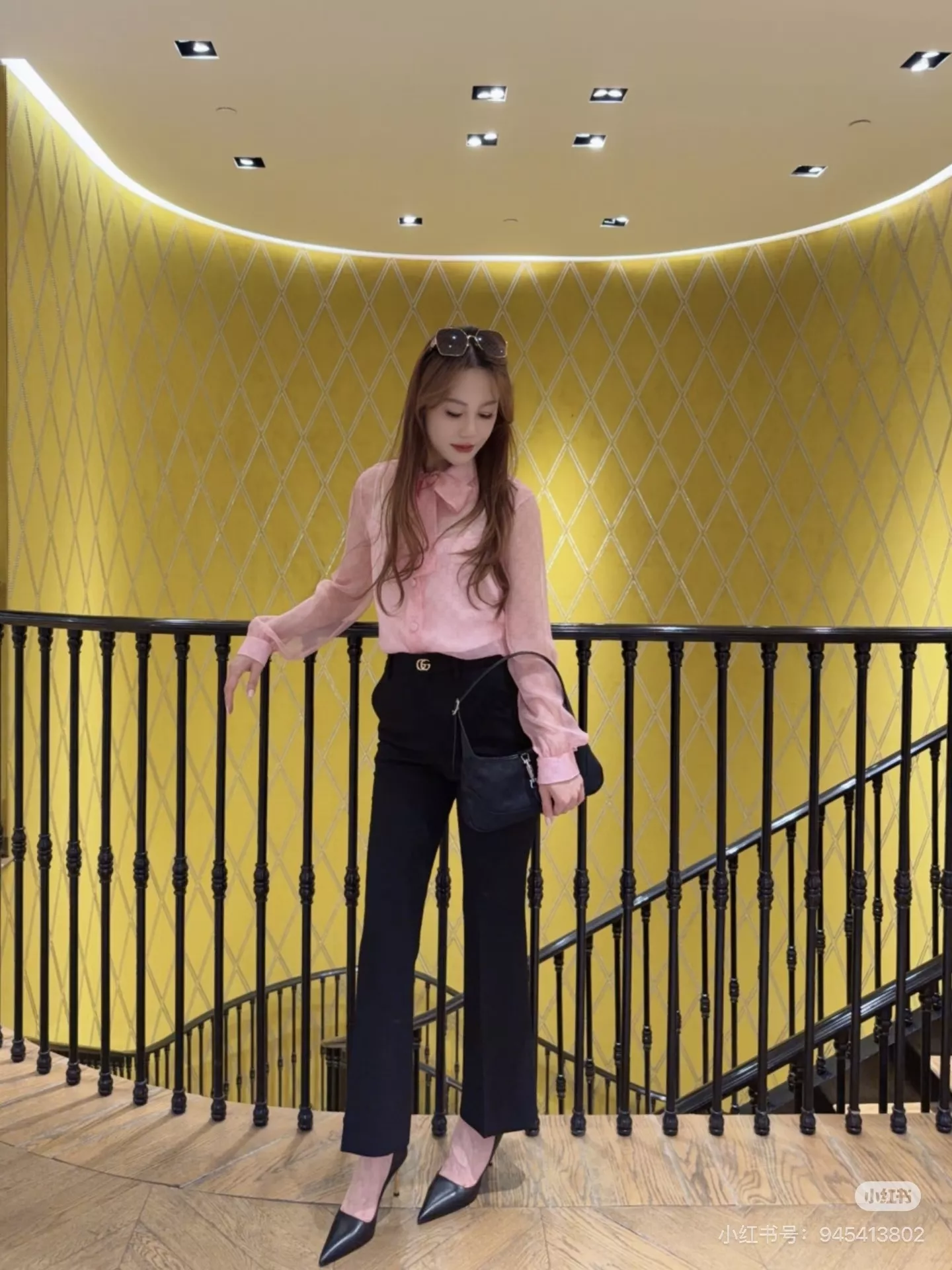 구찌 핑크 자카드 리본 셔츠 투피스 상세 이미지 23