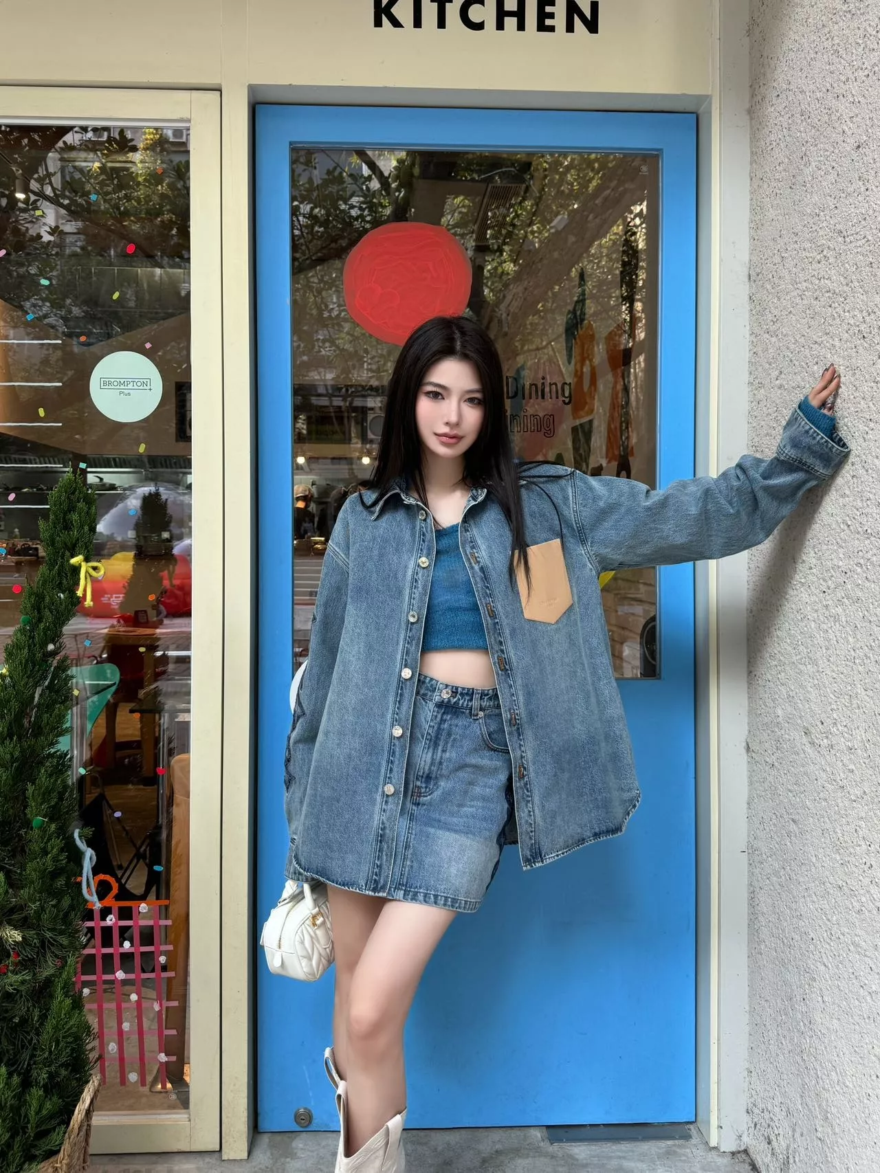 루이비통 워시드 자수 데님 스커트 상세 이미지 19
