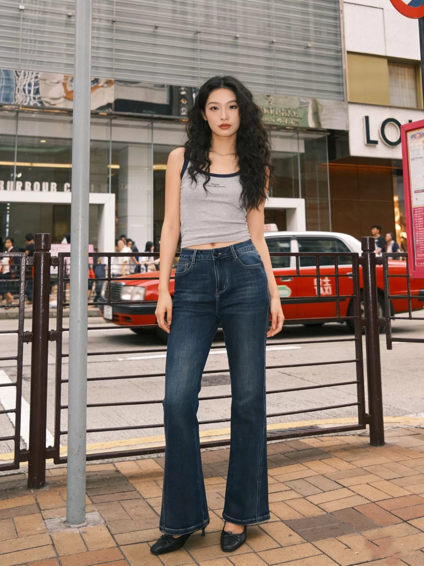 미우미우 하이웨이스트 세미부츠컷 데님 팬츠 상세 이미지 12