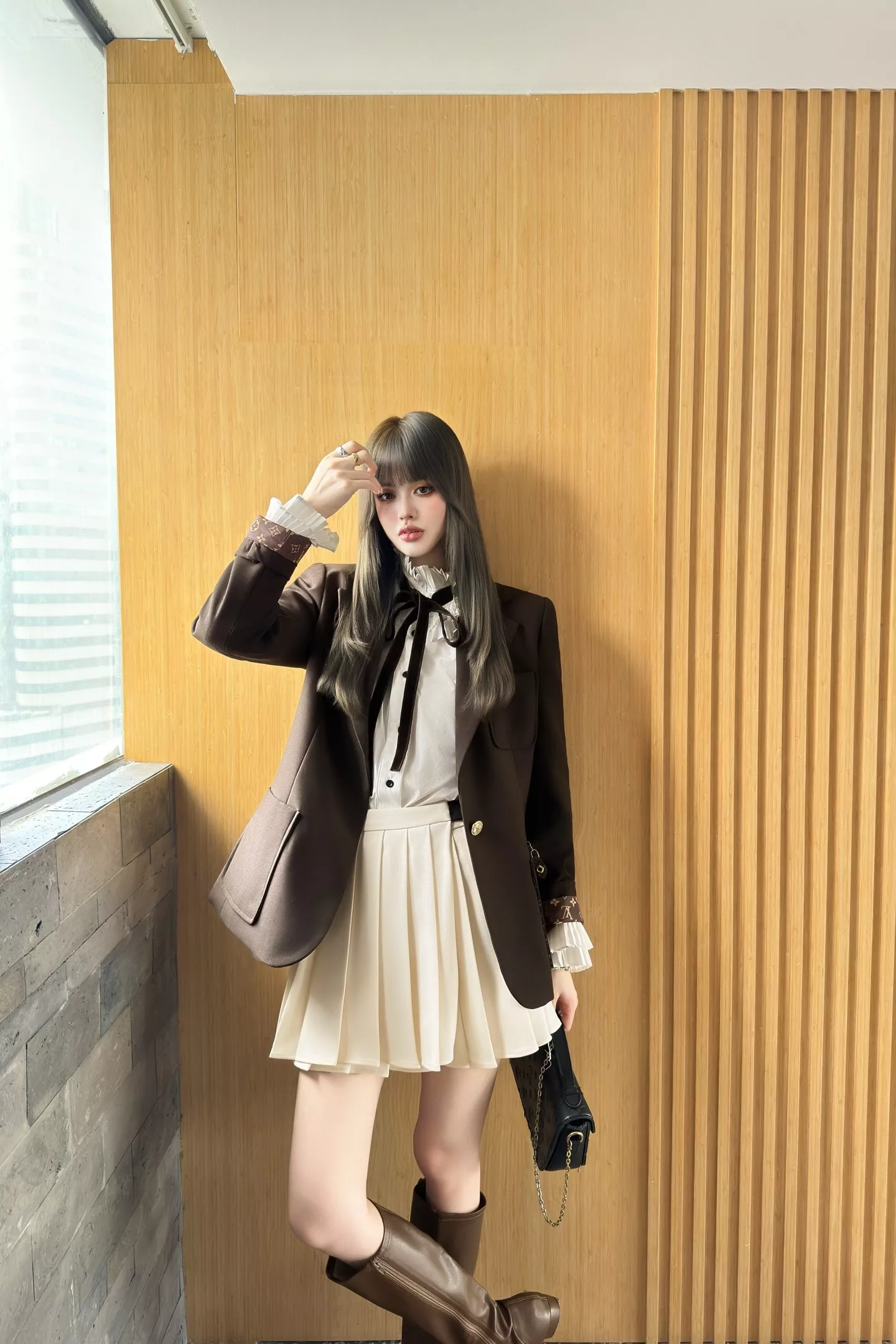 로로피아나 딥브라운 원버튼 테일러드 재킷 상세 이미지 21