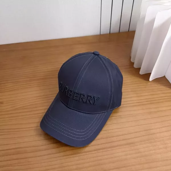 버버리 영문 로고 자수 코튼 린넨 캡