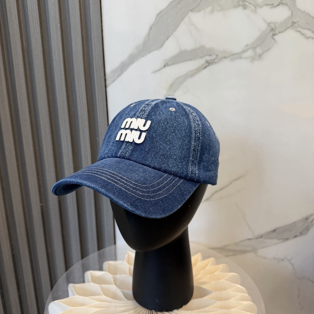 미우미우 워싱 데님 로고 캡