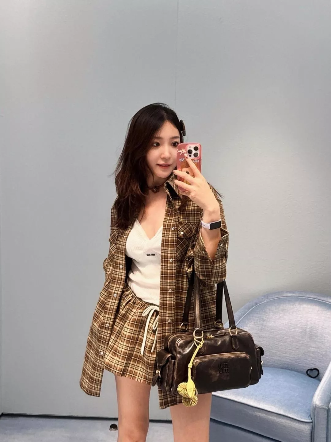 미우미우 체크 카라 버튼 셔츠 상세 이미지 12