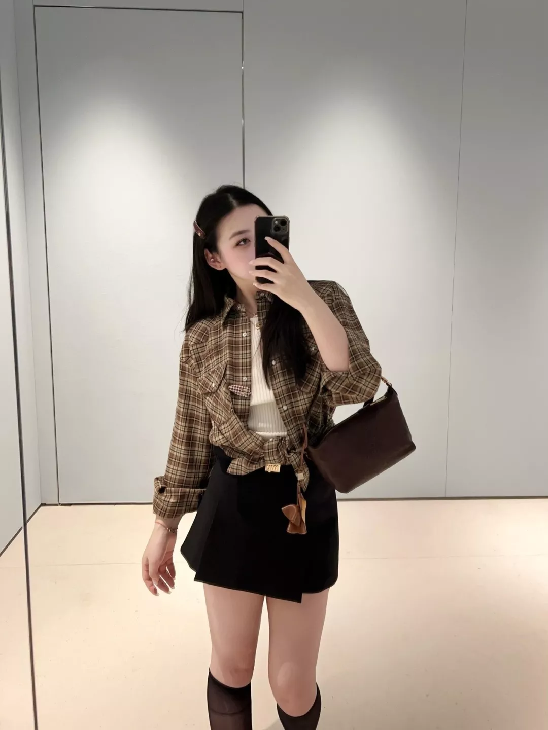 미우미우 체크 카라 버튼 셔츠 상세 이미지 14