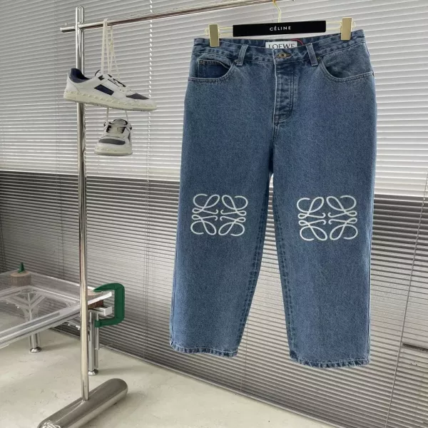 로에베 아나그램 레이저 컷 데님 팬츠