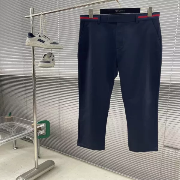 구찌 웹 디테일 더블 트윌 코튼 팬츠