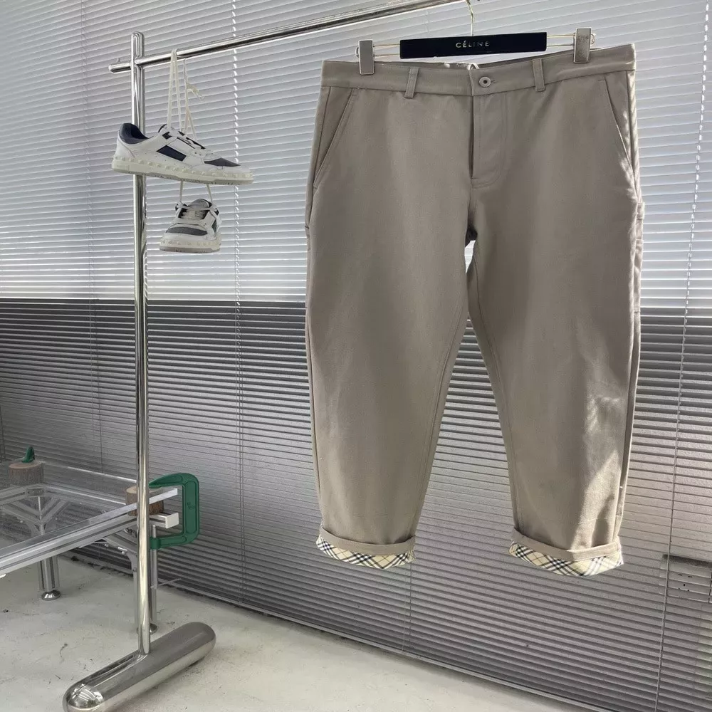 버버리 체크 배색 코튼 워크 팬츠