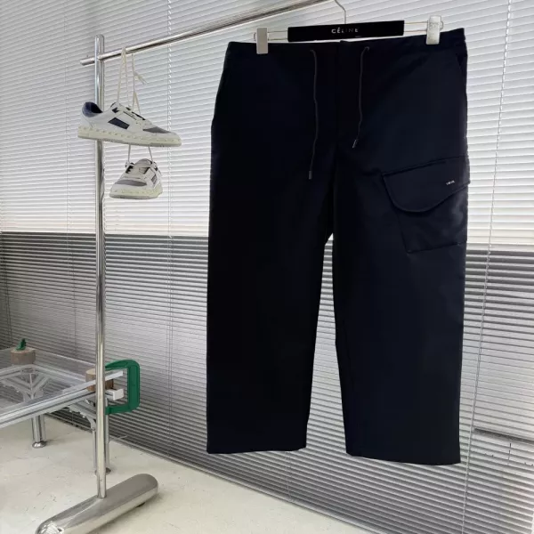 디올 블랙 코튼 혼방 트윌 카고 팬츠