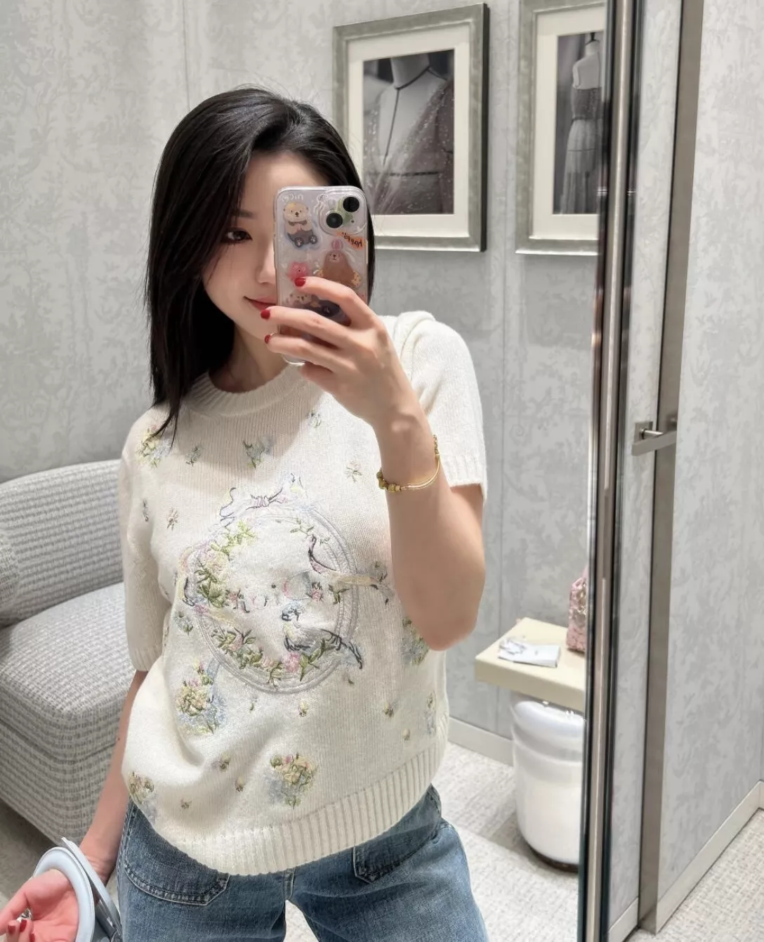 디올 플라워 자수 라운드넥 니트 상세 이미지 20