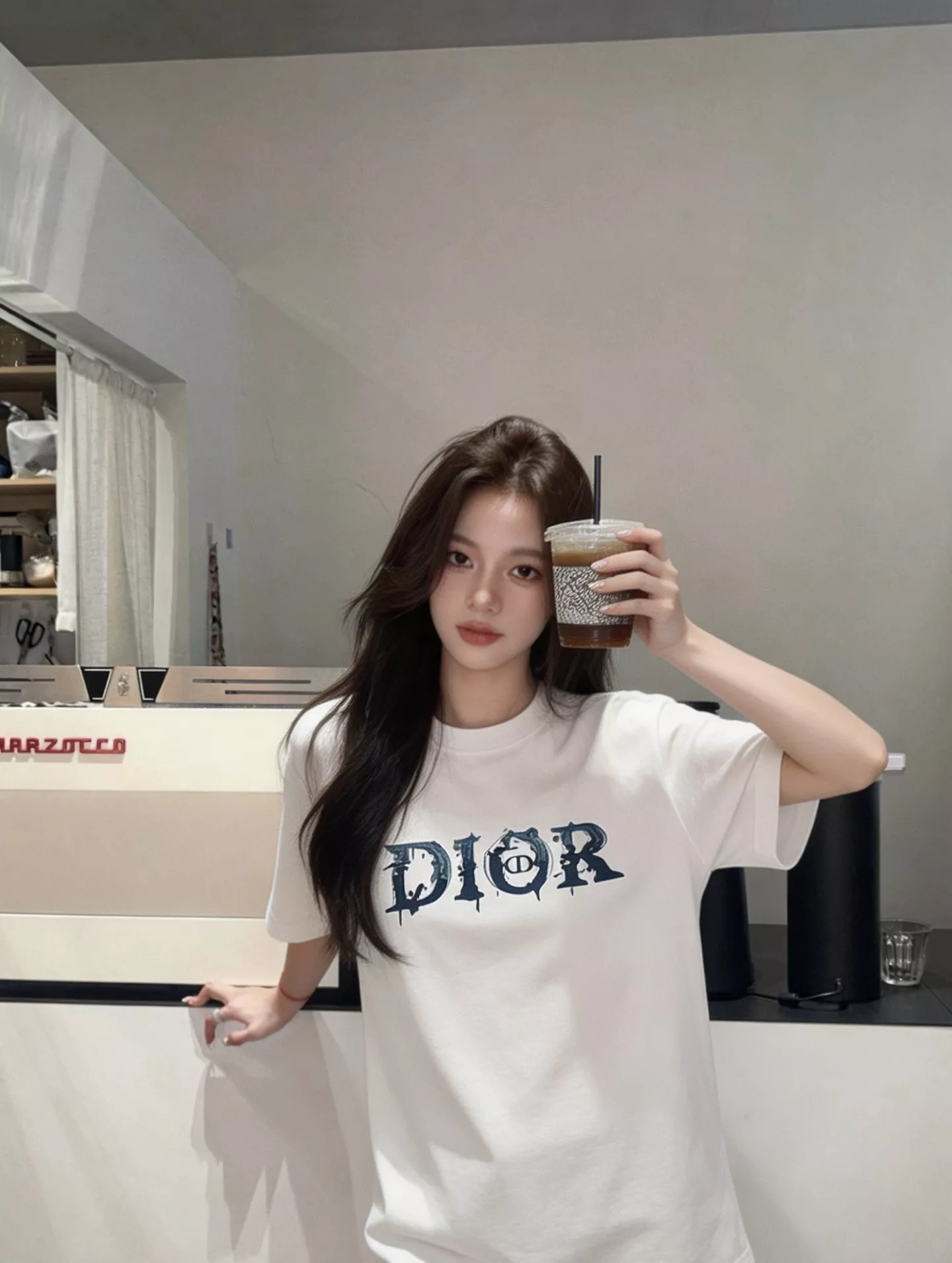 디올 발포 로고 프린트 라운드 반팔 티셔츠 상세 이미지 24
