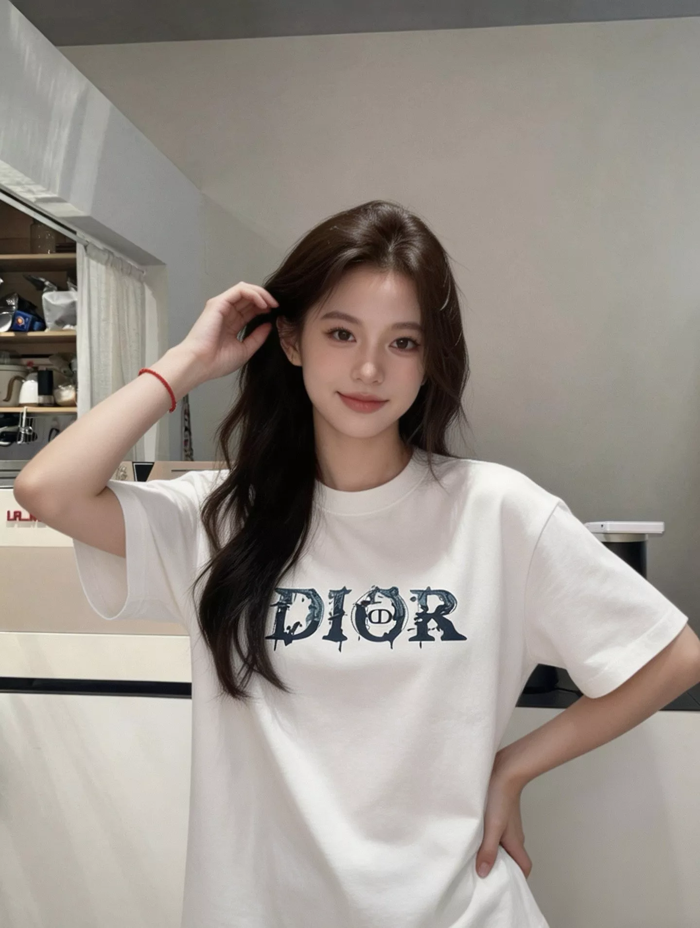 디올 발포 로고 프린트 라운드 반팔 티셔츠 상세 이미지 19