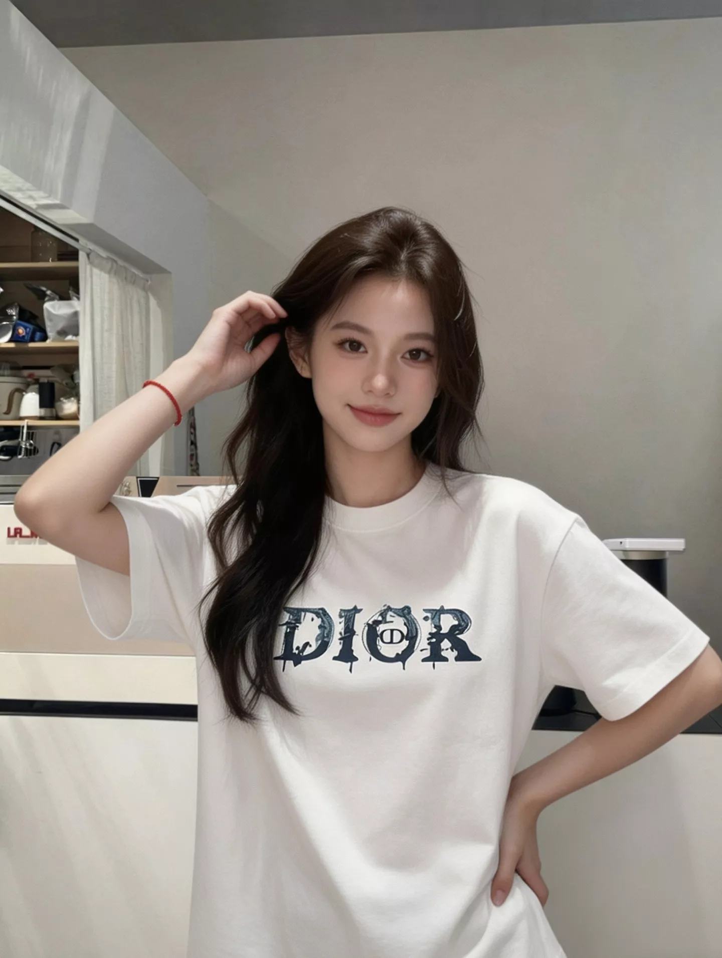 디올 발포 로고 프린트 라운드 반팔 티셔츠 상세 이미지 17