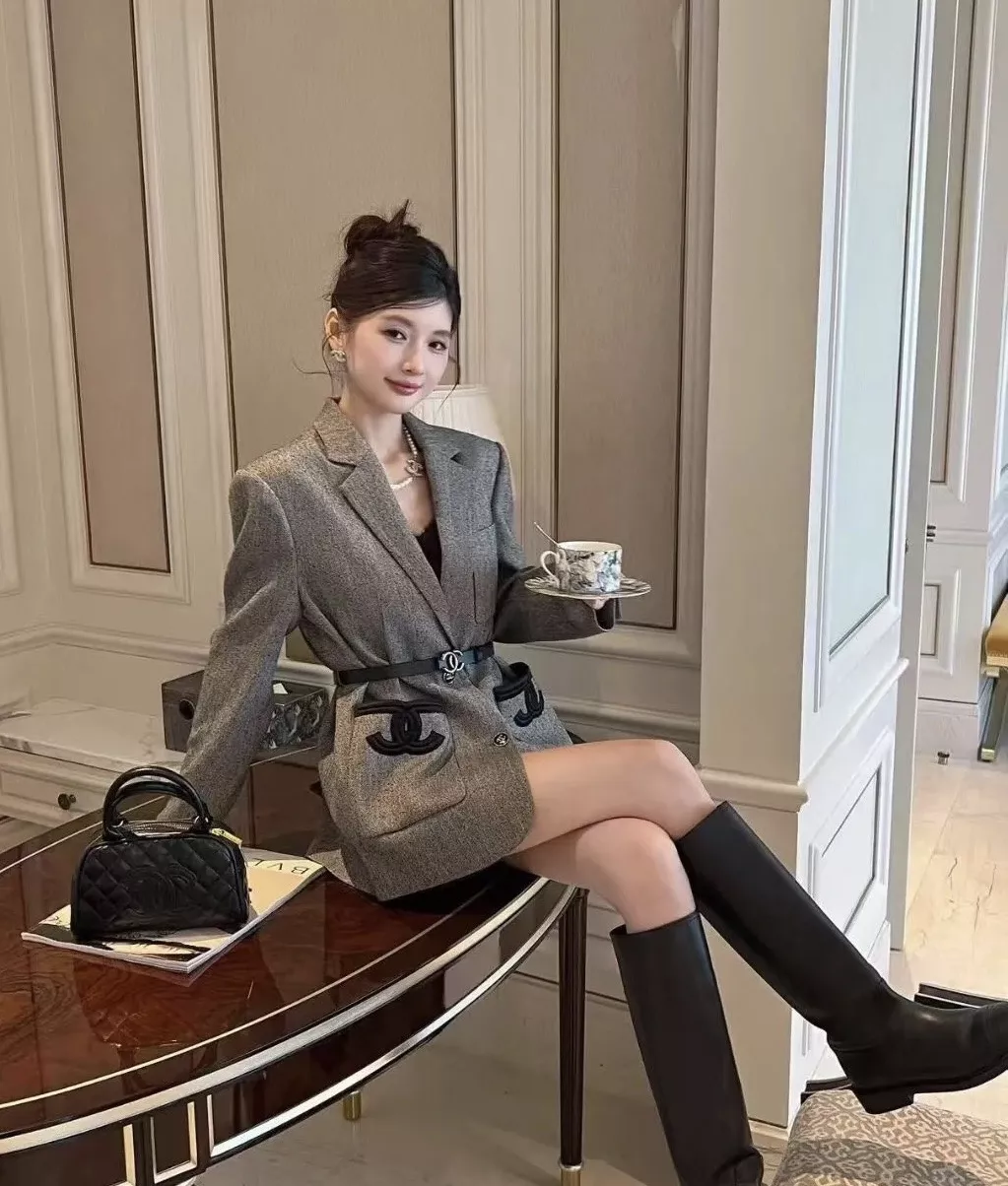 샤넬 허리라인 울혼방 싱글 재킷 상세 이미지 15