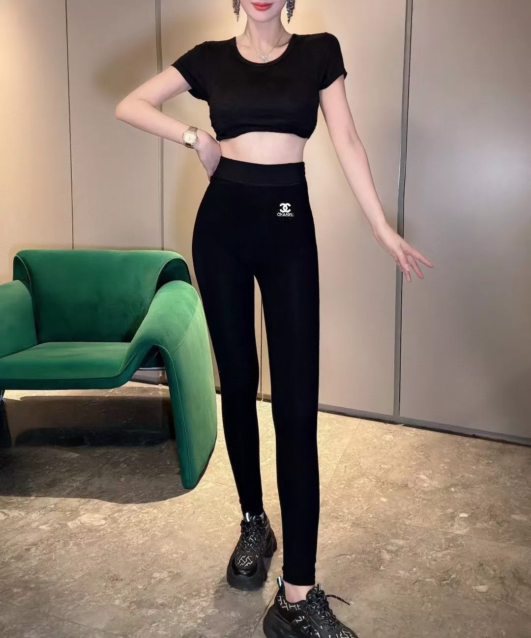 샤넬 울 발열 일자 밑위 크롭 팬츠 상세 이미지 17