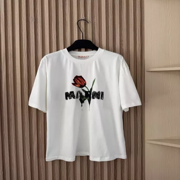 마르니 튤립 프린트 루즈핏 반소매 티셔츠