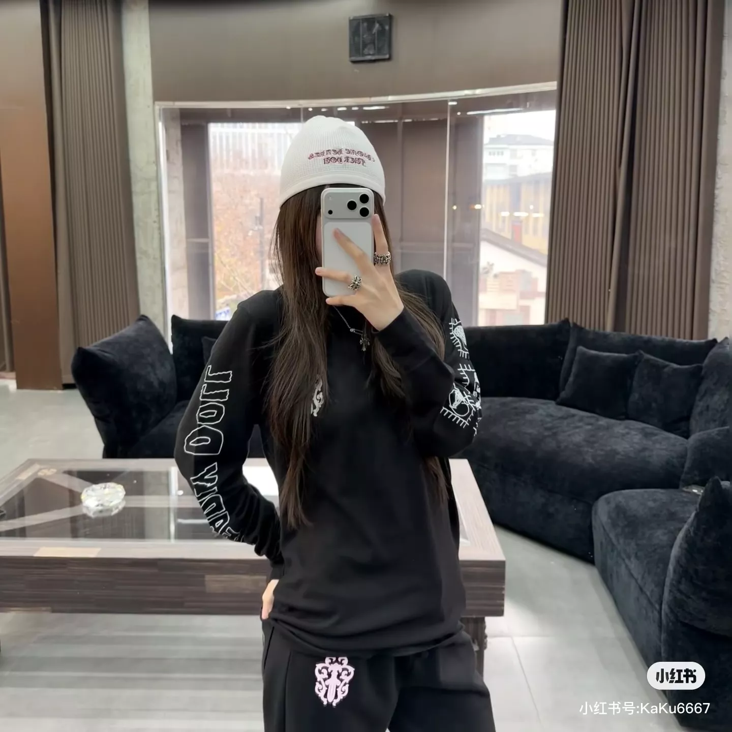 크롬하츠 와플 텍스처 레터링 긴소매 탑 상세 이미지 32