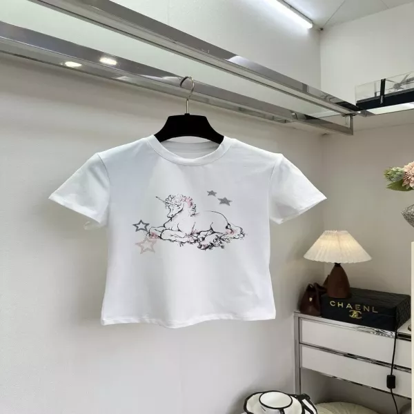노브랜드 유니콘 프린트 크롭 티셔츠