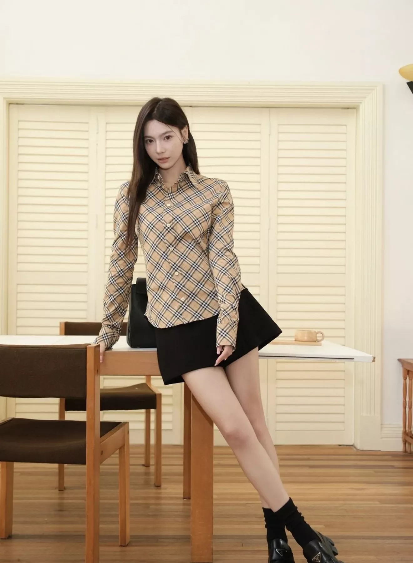 버버리 사선 체크 코튼 셔츠 상세 이미지 11