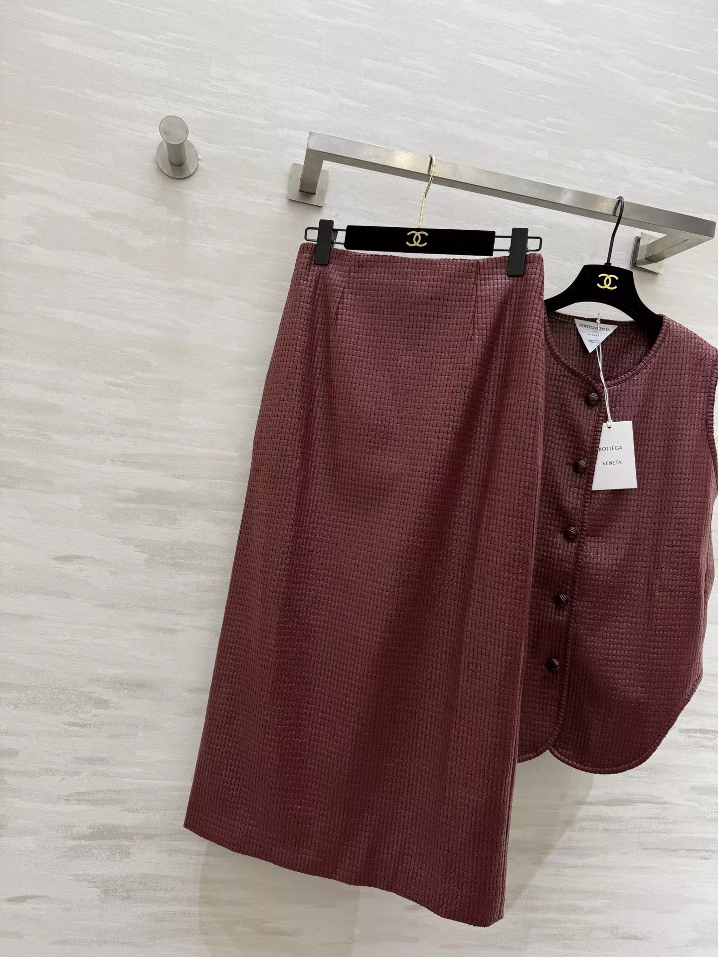 보테가베네타 우븐 베스트 스커트 세트 상세 이미지 7