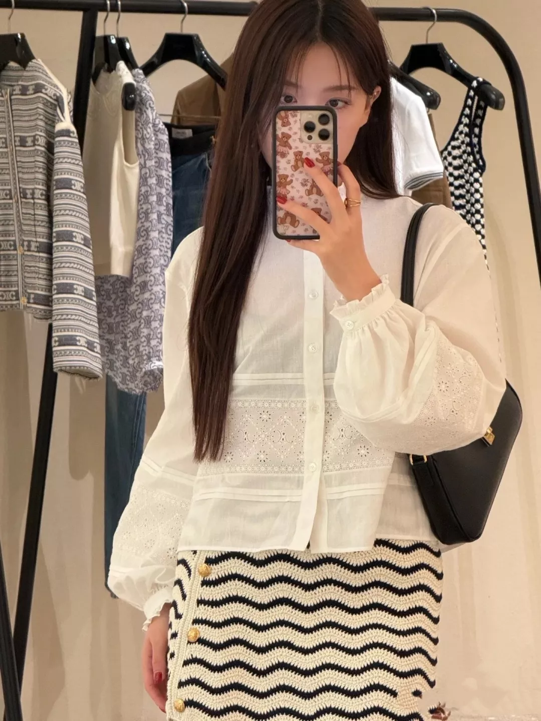셀린느 레이스 장식 코튼 셔츠 상세 이미지 15