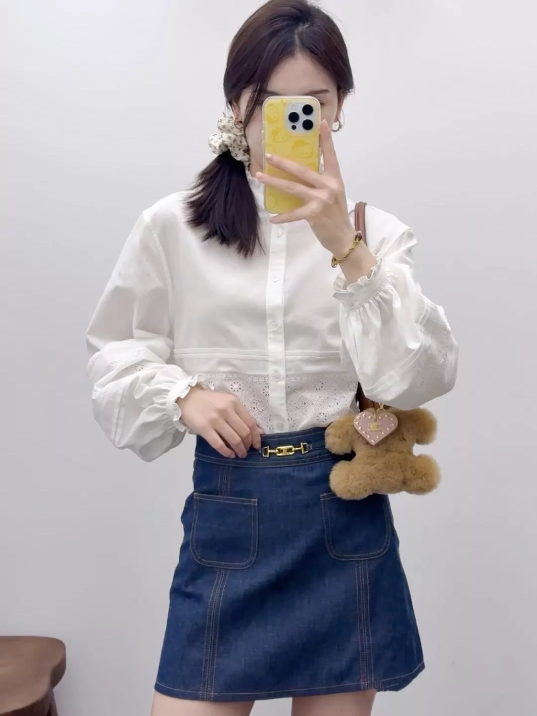 셀린느 레이스 장식 코튼 셔츠 상세 이미지 12