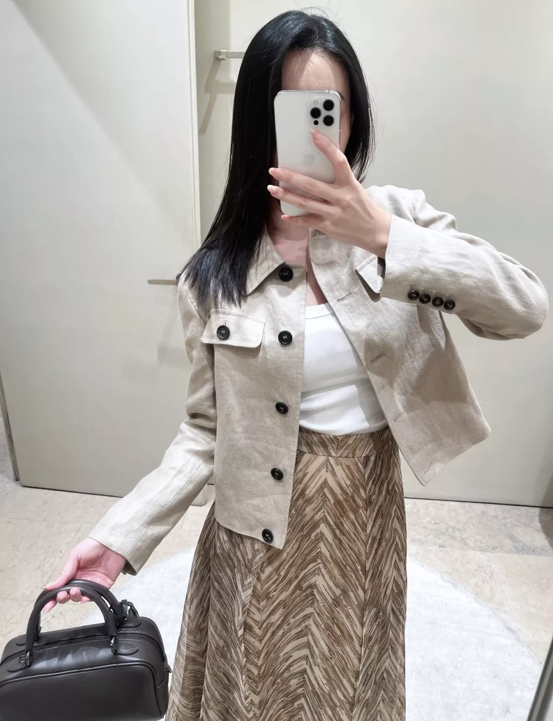 브루넬로쿠치넬리 실크 프린트 플레어 스커트 상세 이미지 14