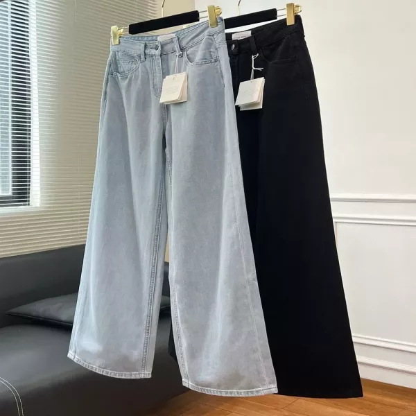 더로우 린넨 혼방 와이드 데님 팬츠
