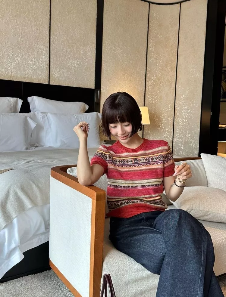 랄프로렌 기하학 스트라이프 반소매 니트 상세 이미지 15