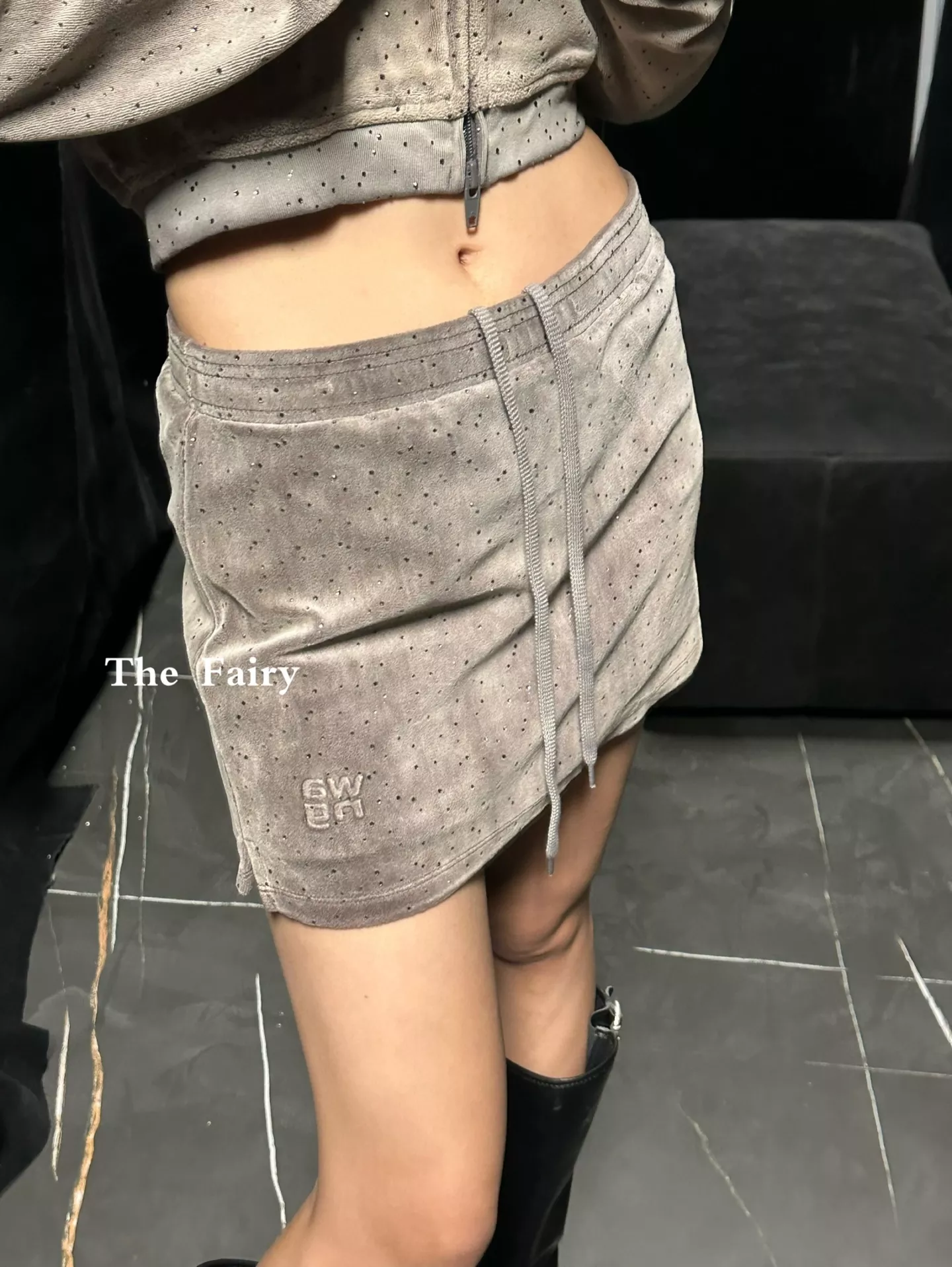 알렉산더왕 벨벳 풀스톤 밴딩 스커트 상세 이미지 16